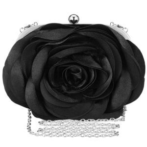 7804 Clutch Purse Evening Bag Flower Satin Handbag Classy Wristlet Purse